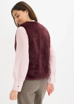 bonprix bonprix Chaleco de pelo sintético rojo burdeos