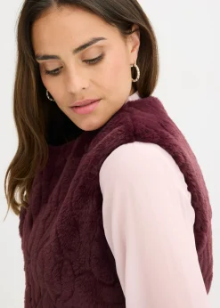 bonprix bonprix Chaleco de pelo sintético rojo burdeos
