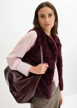 bonprix bonprix Chaleco de pelo sintético rojo burdeos