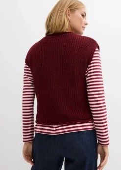bonprix bonprix Chaleco de punto con bolsillos Rojo rubí Outlet