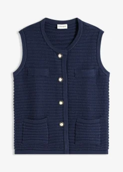 bonprix bonprix Chaleco de punto con contenido de viscosa Azul marino Clearance