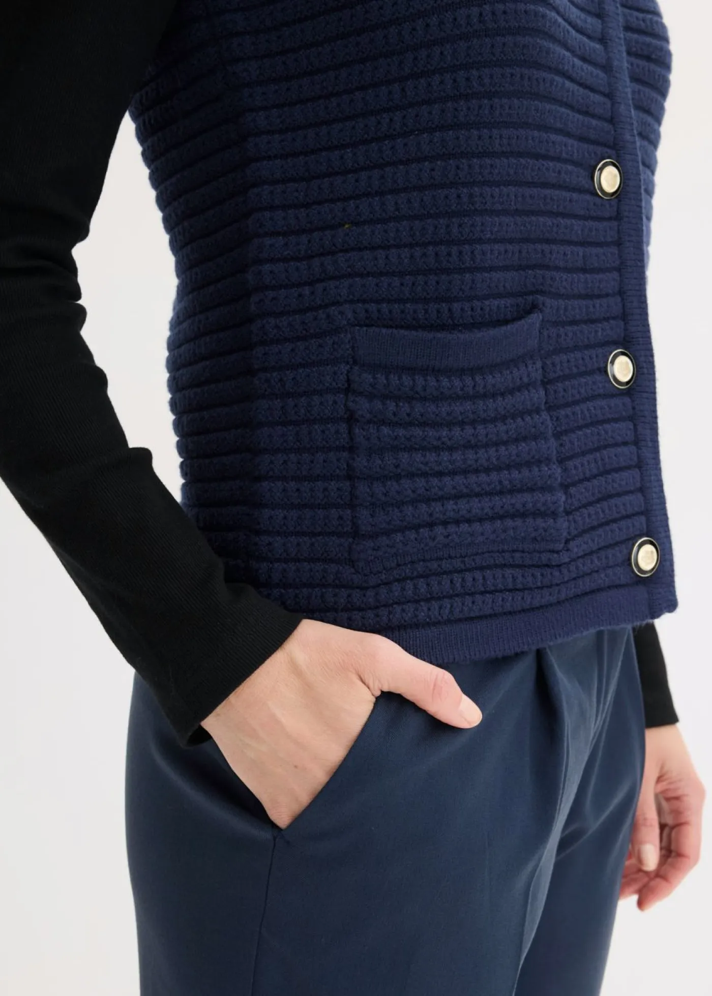 bonprix bonprix Chaleco de punto con contenido de viscosa Azul marino Clearance