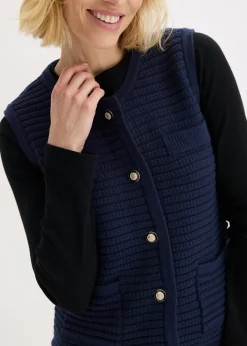 bonprix bonprix Chaleco de punto con contenido de viscosa Azul marino Clearance