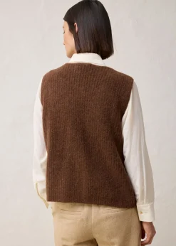 bonprix bonprix Chaleco de punto grueso con lana de alpaca marrón pimienta Discount