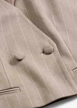 bonprix bonprix Chaleco de traje de raya diplomática Marrón grisáceo/blanco perla de rayas Sale