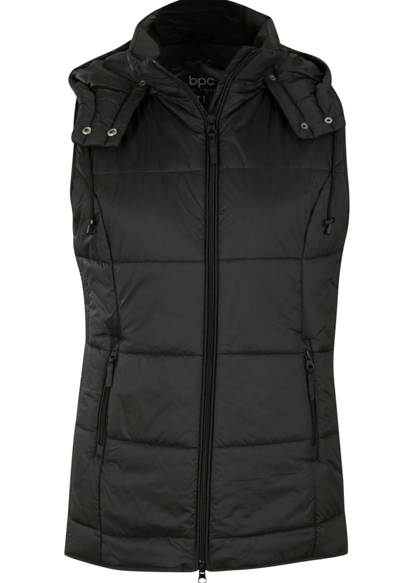 bonprix bonprix Chaleco guateado con capucha desmontable Negro New