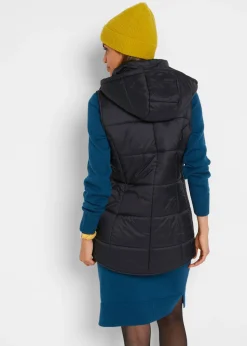 bonprix bonprix Chaleco guateado con capucha desmontable Negro New