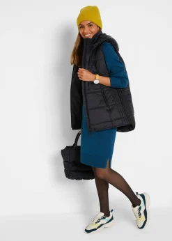 bonprix bonprix Chaleco guateado con capucha desmontable Negro New