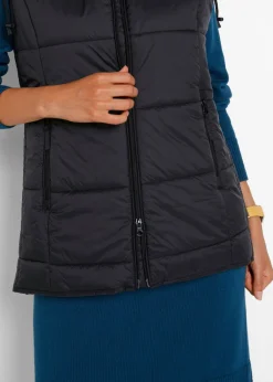 bonprix bonprix Chaleco guateado con capucha desmontable Negro New