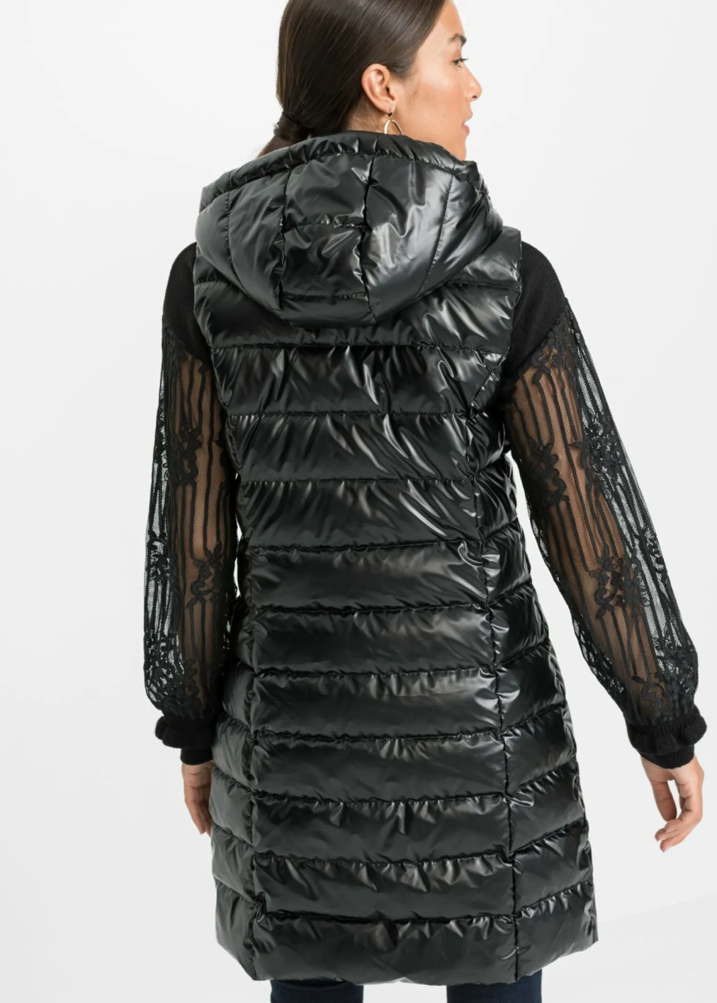 bonprix bonprix Chaleco guateado con diseño brillante Negro Discount