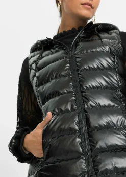 bonprix bonprix Chaleco guateado con diseño brillante Negro Discount