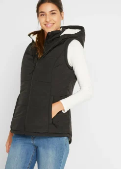 bonprix bonprix Chaleco guateado con forro polar Negro Clearance