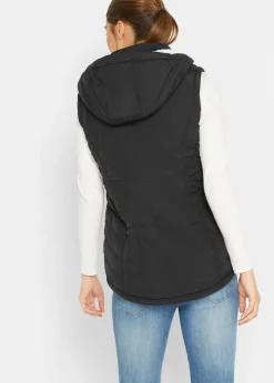 bonprix bonprix Chaleco guateado con forro polar Negro Clearance