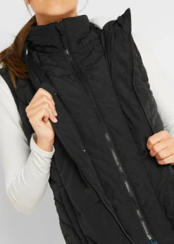 bonprix bonprix Chaleco guateado con forro polar Negro Clearance