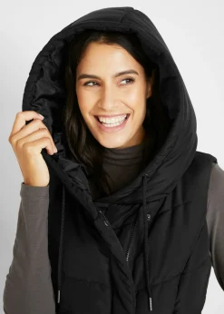 bonprix bonprix Chaleco guateado de poliéster reciclado Negro
