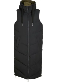 bonprix bonprix Chaleco guateado reversible de poliéster reciclado con capucha Negro-verde oliva New