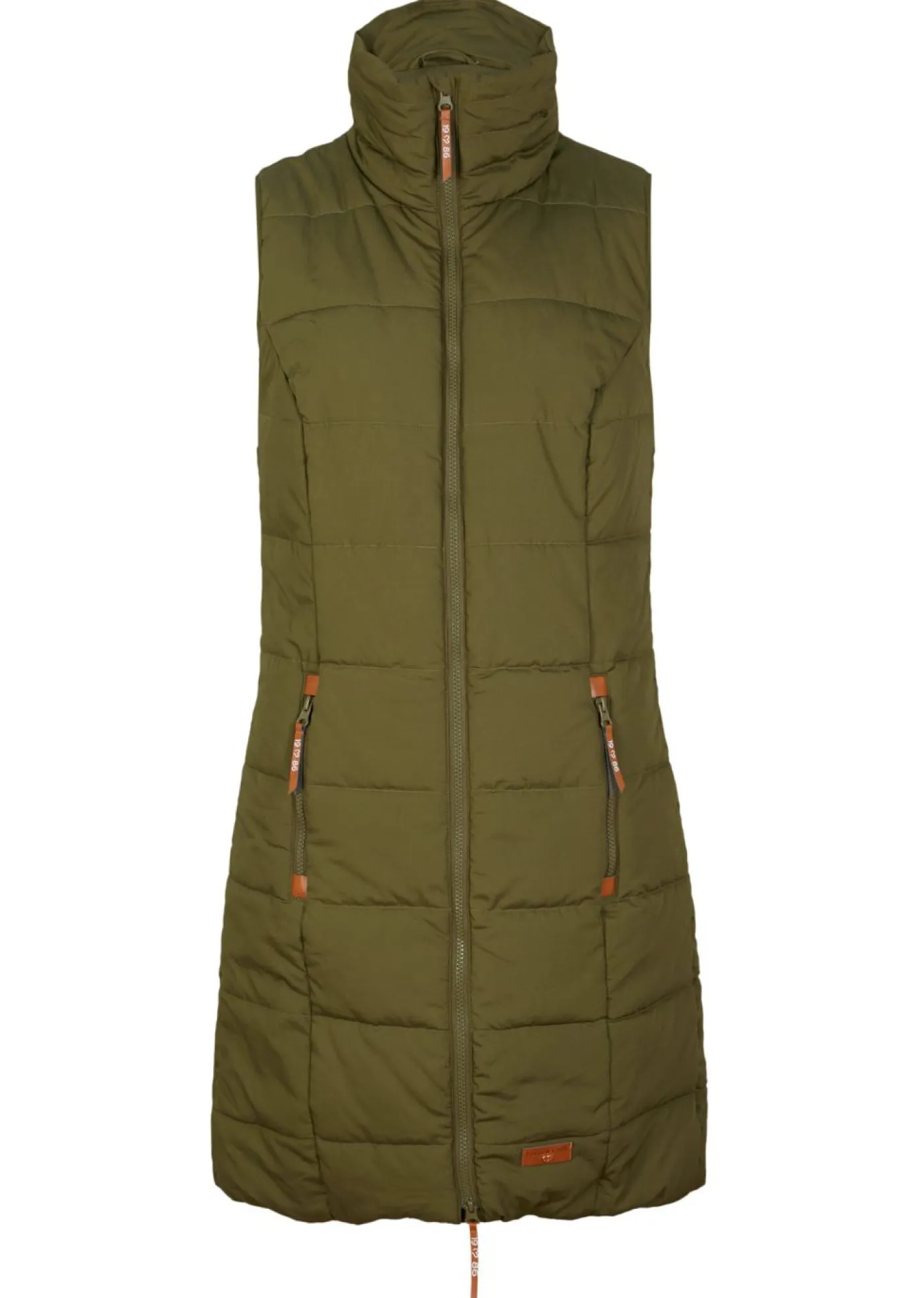 bonprix bonprix Chaleco largo con cuello alto Verde oliva oscuro Clearance