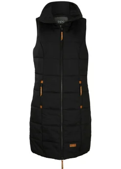 bonprix bonprix Chaleco largo con cuello alto Negro Discount