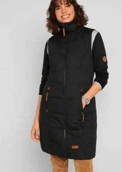 bonprix bonprix Chaleco largo con cuello alto Negro Discount