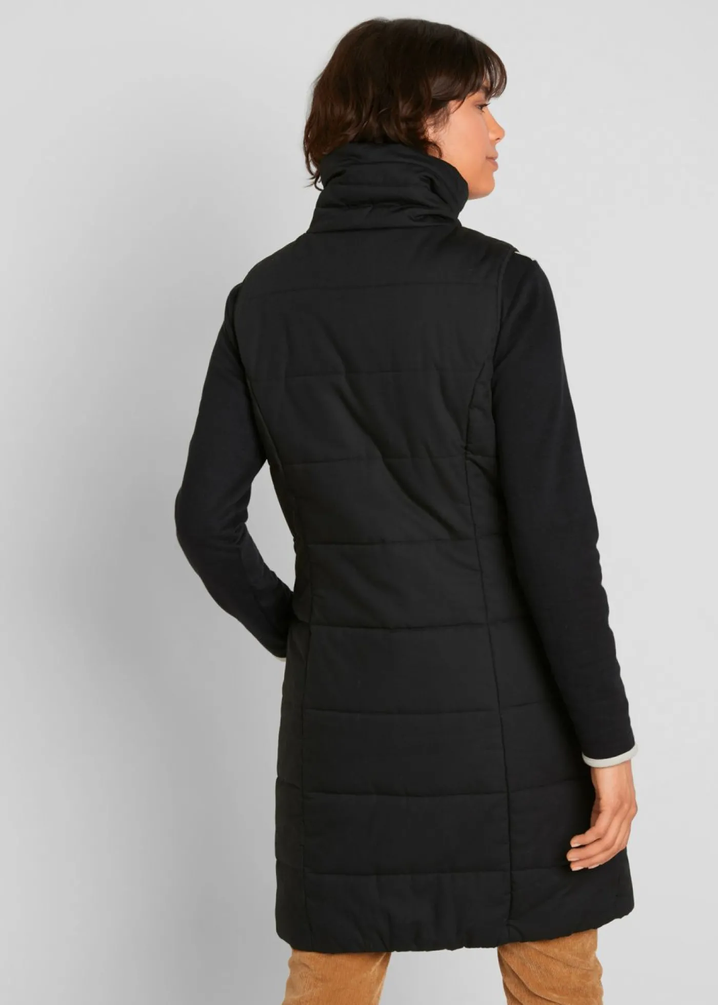 bonprix bonprix Chaleco largo con cuello alto Negro Discount