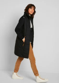 bonprix bonprix Chaleco largo con cuello alto Negro Discount