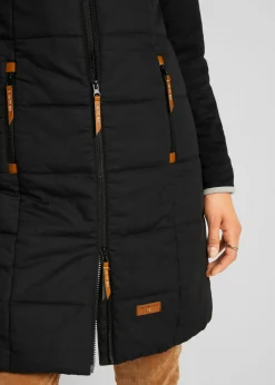 bonprix bonprix Chaleco largo con cuello alto Negro Discount