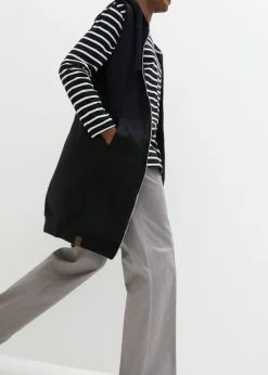 bonprix bonprix Chaleco largo tipo sudadera con capucha de mezcla de algodón Negro New