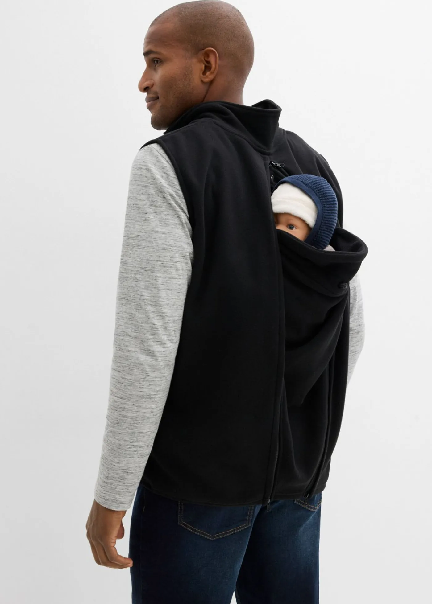 bonprix bonprix Chaleco portabebés 3 en 1 con función de porteo delantero y trasero para hombres Negro