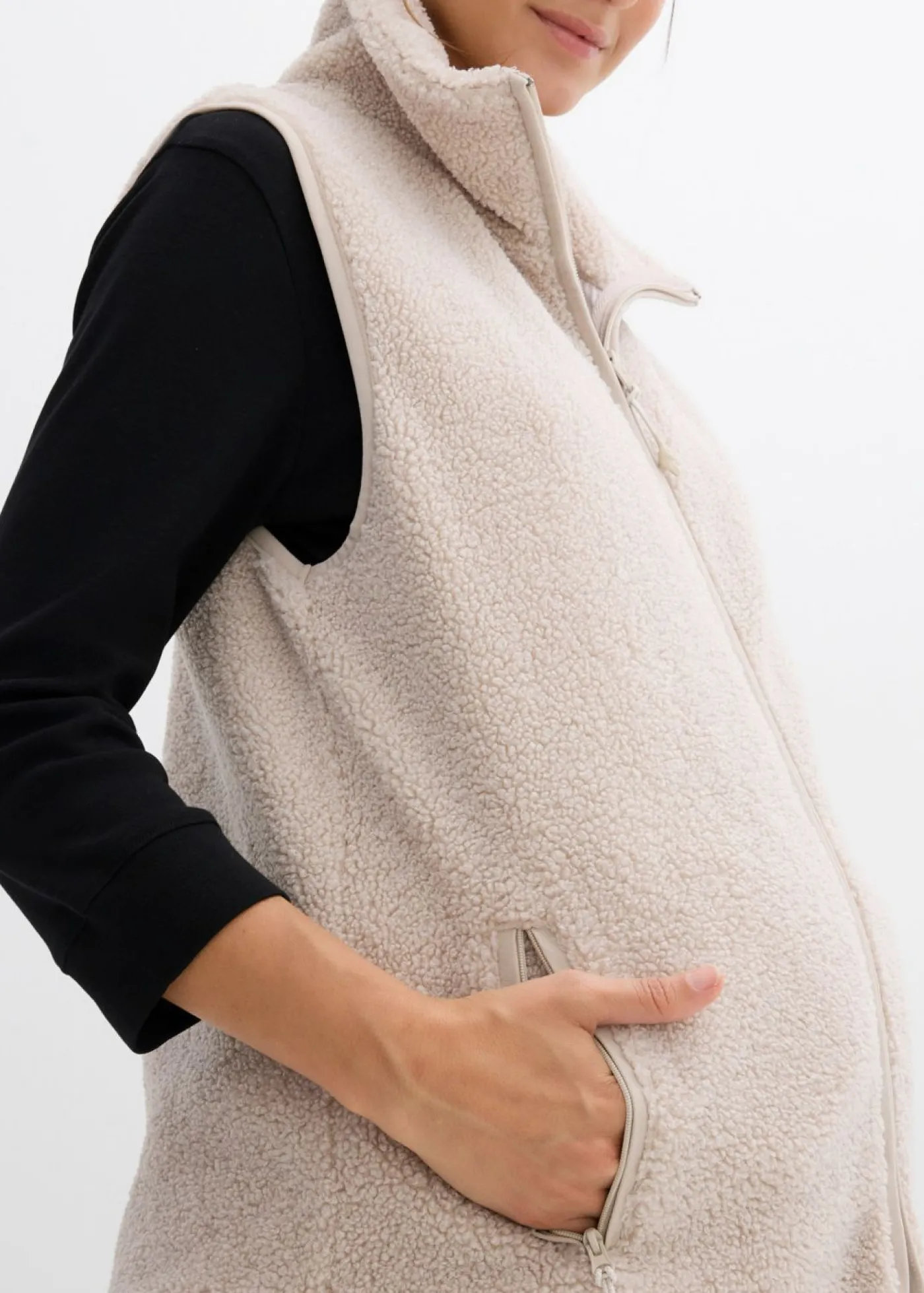 bonprix bonprix Chaleco premamá/de porteo 3 en 1 de tejido polar gris piedra New