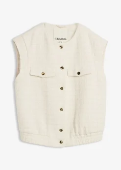 bonprix bonprix Chaleco tipo americana con contenido de lana Beige natural Online