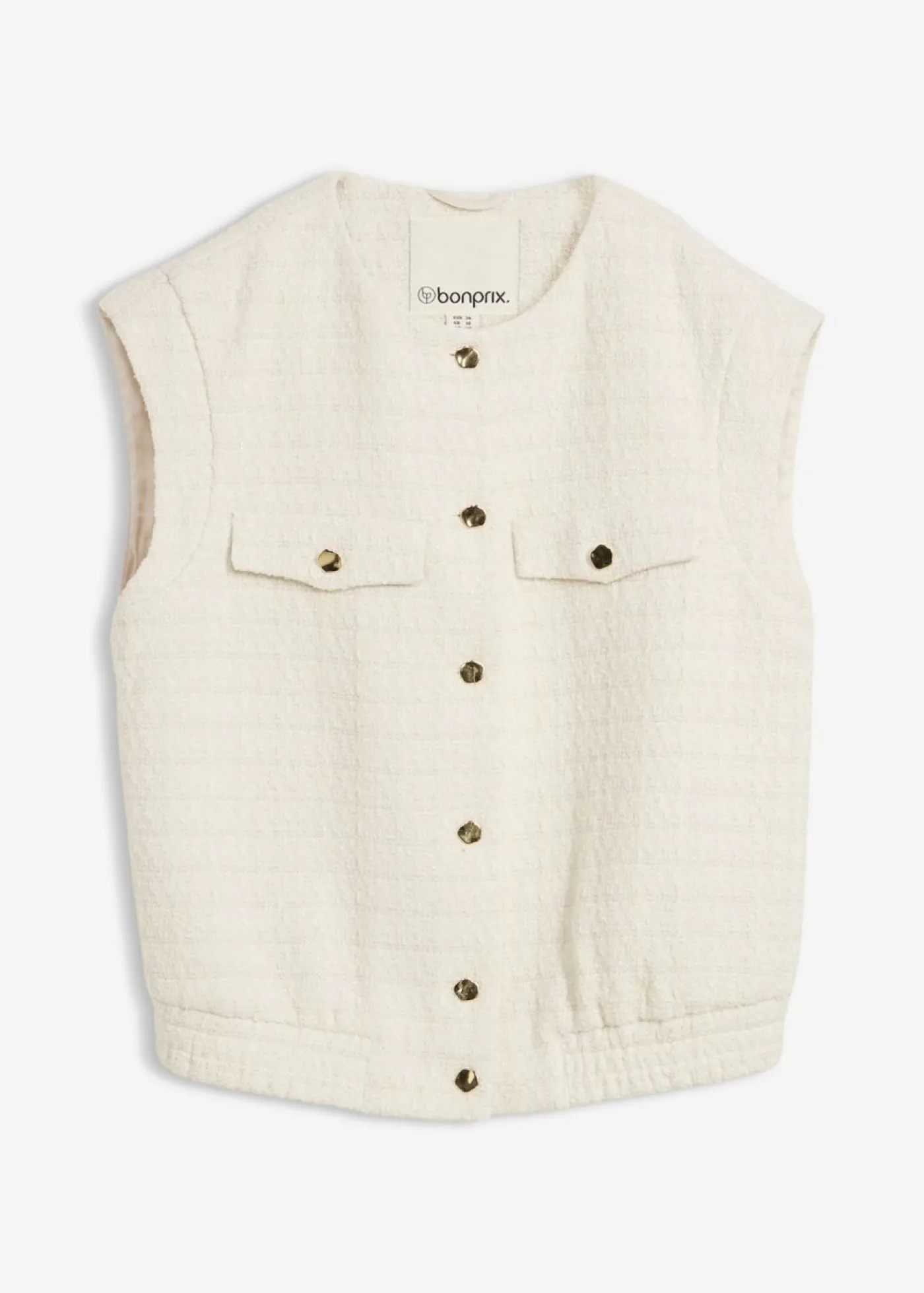 bonprix bonprix Chaleco tipo americana con contenido de lana Beige natural Online