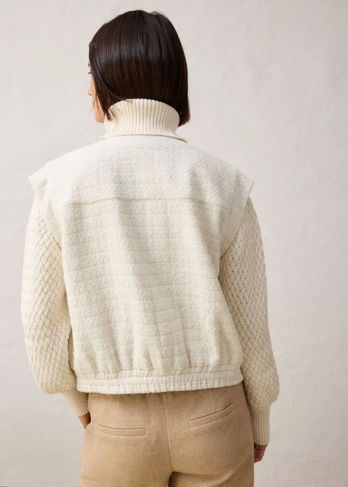 bonprix bonprix Chaleco tipo americana con contenido de lana Beige natural Online