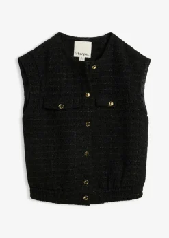 bonprix bonprix Chaleco tipo americana con contenido de lana Negro Discount