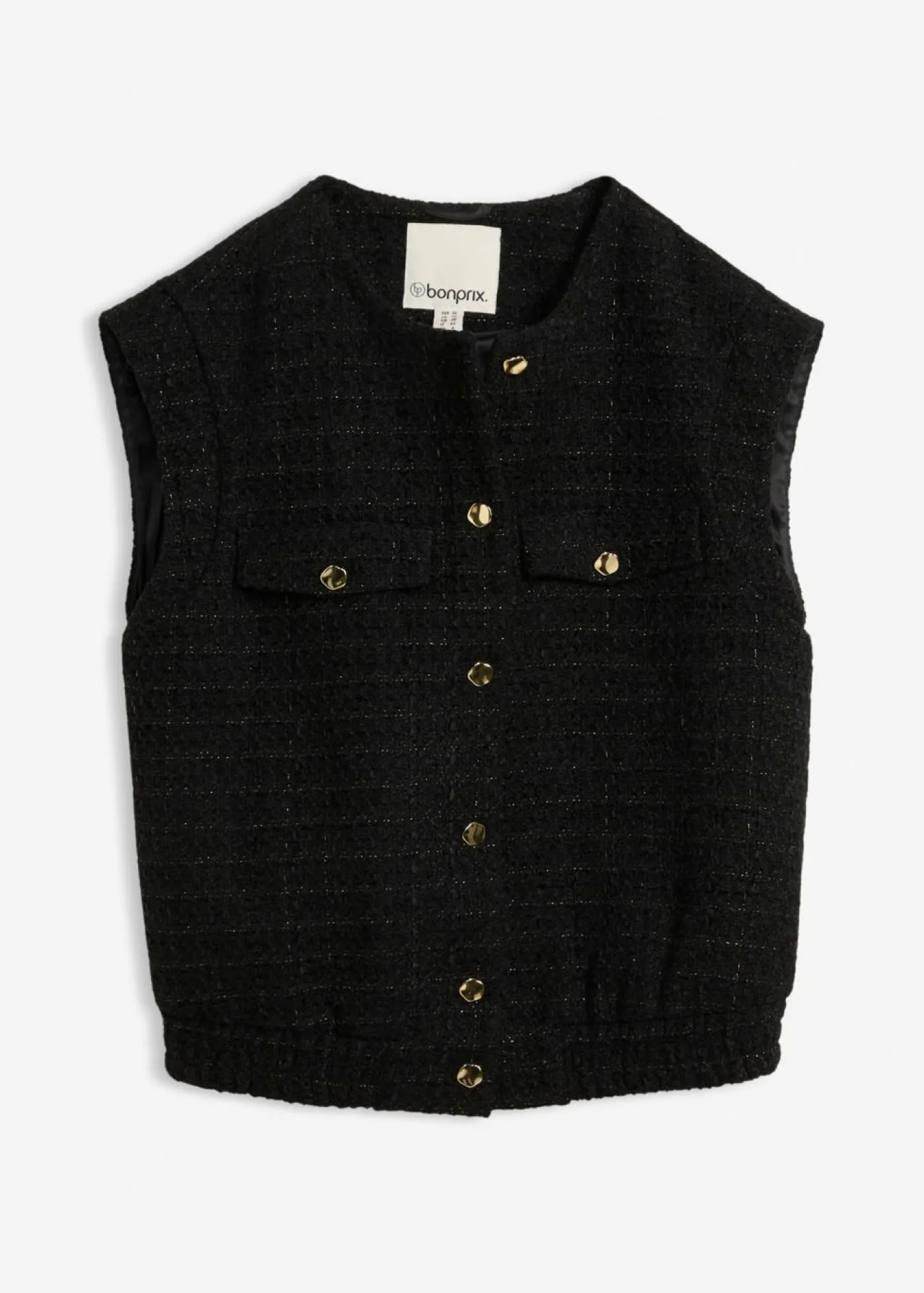 bonprix bonprix Chaleco tipo americana con contenido de lana Negro Discount