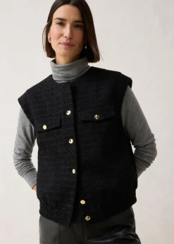 bonprix bonprix Chaleco tipo americana con contenido de lana Negro Discount