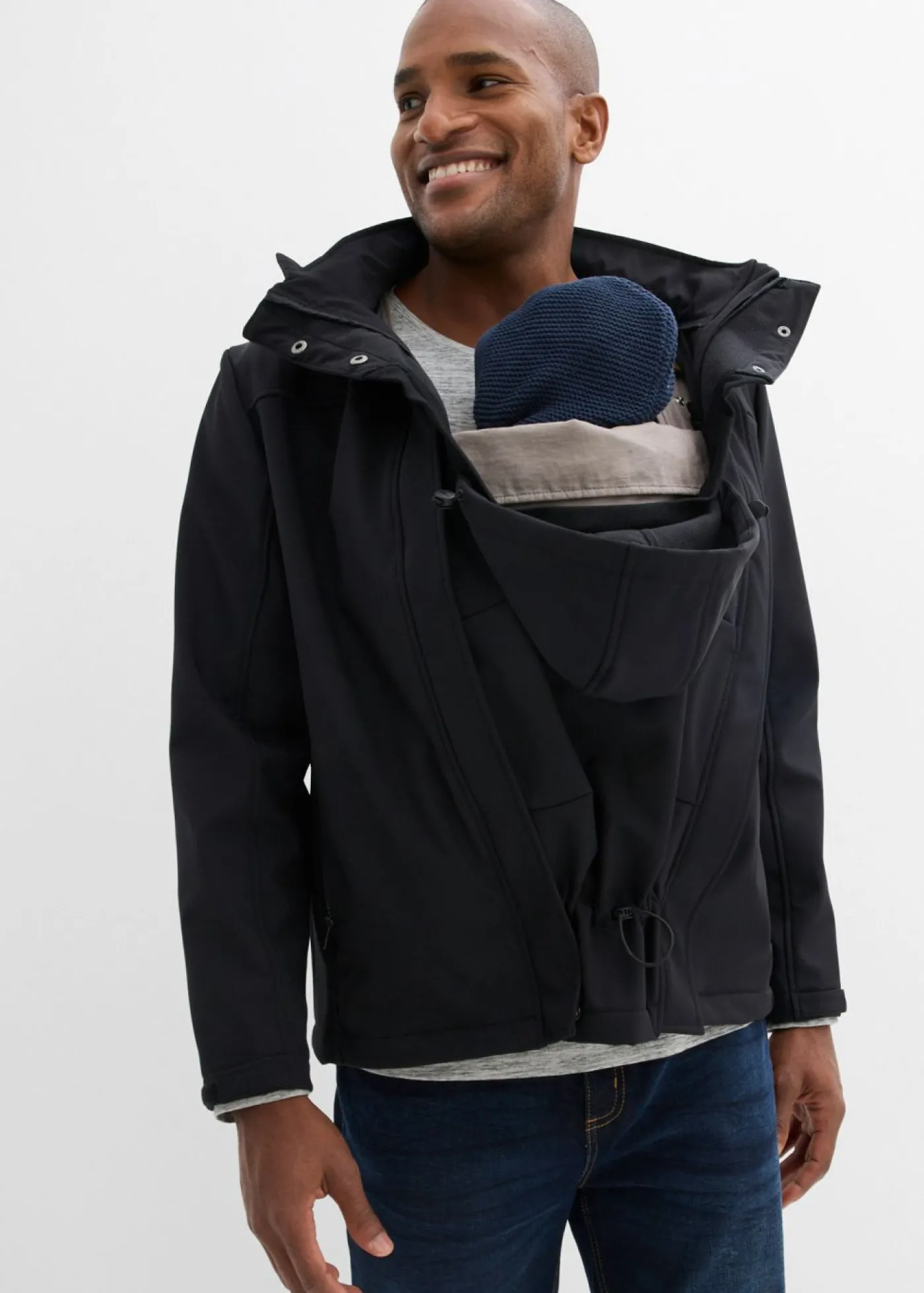 bonprix bonprix Chaqueta 3 en 1 con función de porteo en la parte delantera y trasera para hombres Negro Outlet
