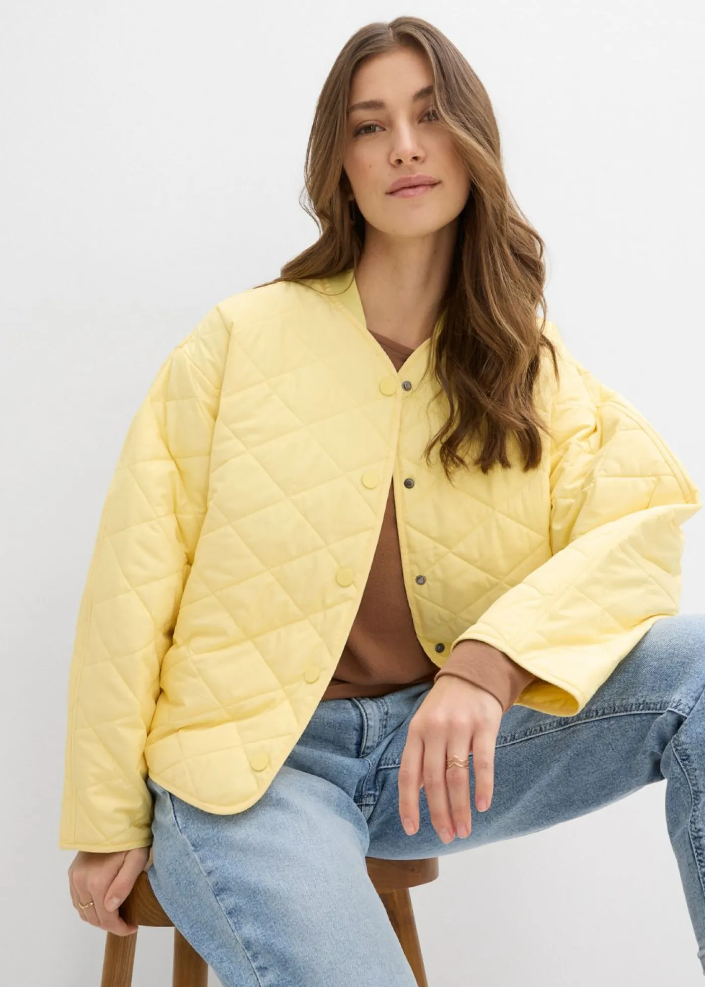 bonprix bonprix Chaqueta acolchada con corte holgado Amarillo claro New