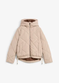 bonprix bonprix Chaqueta acolchada corta, con forro y colores en contraste beige almendra-marrón claro Discount