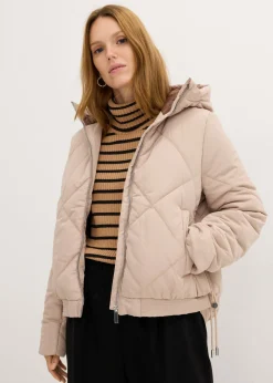 bonprix bonprix Chaqueta acolchada corta, con forro y colores en contraste beige almendra-marrón claro Discount