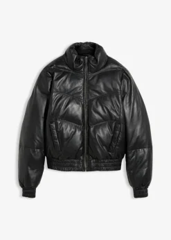 bonprix bonprix Chaqueta acolchada de napa de cordero Negro