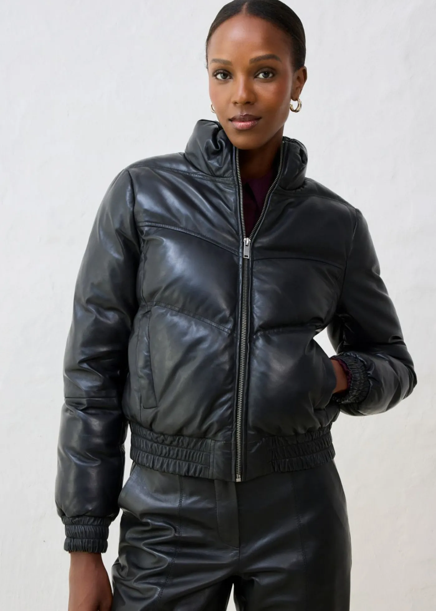 bonprix bonprix Chaqueta acolchada de napa de cordero Negro