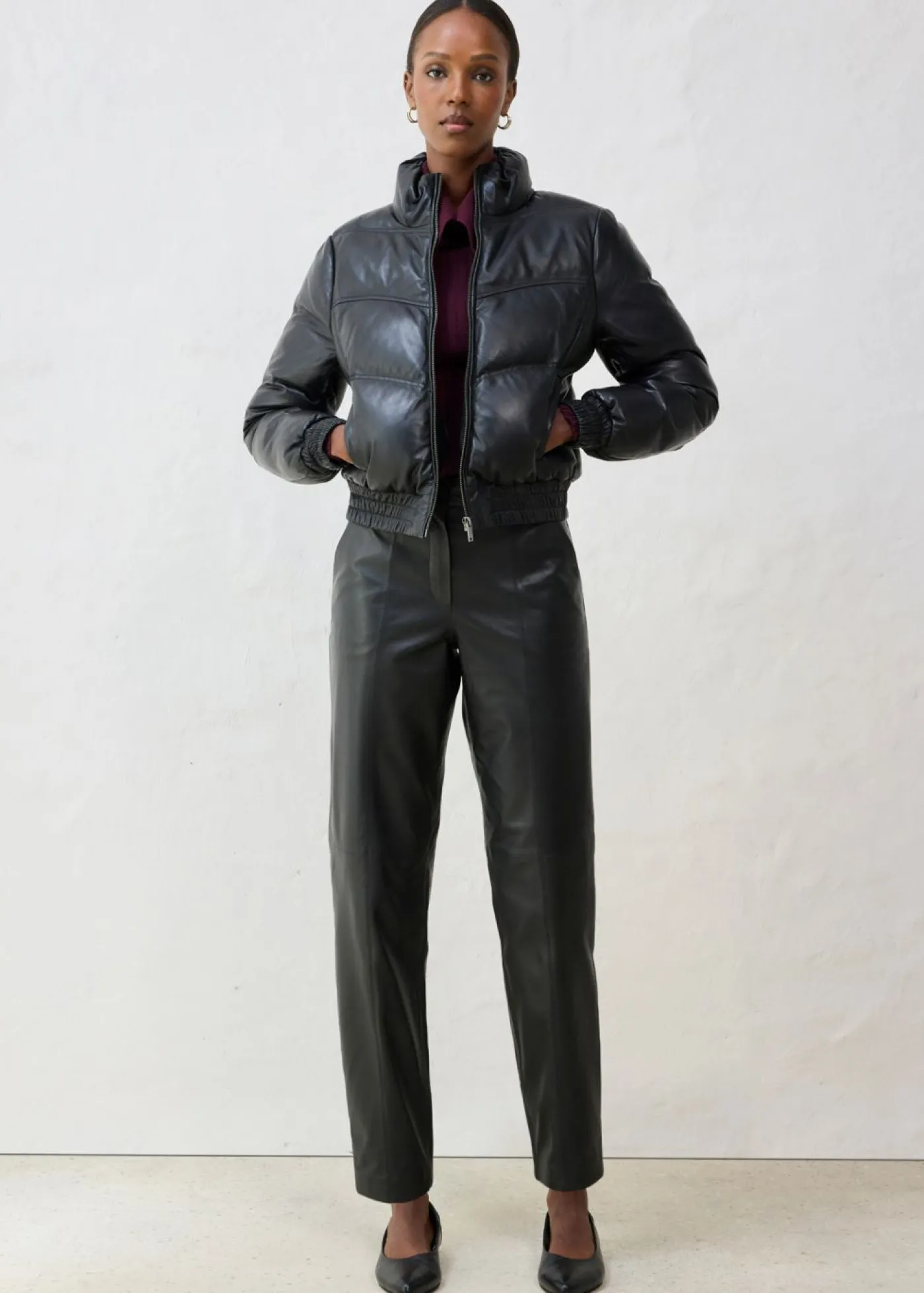 bonprix bonprix Chaqueta acolchada de napa de cordero Negro