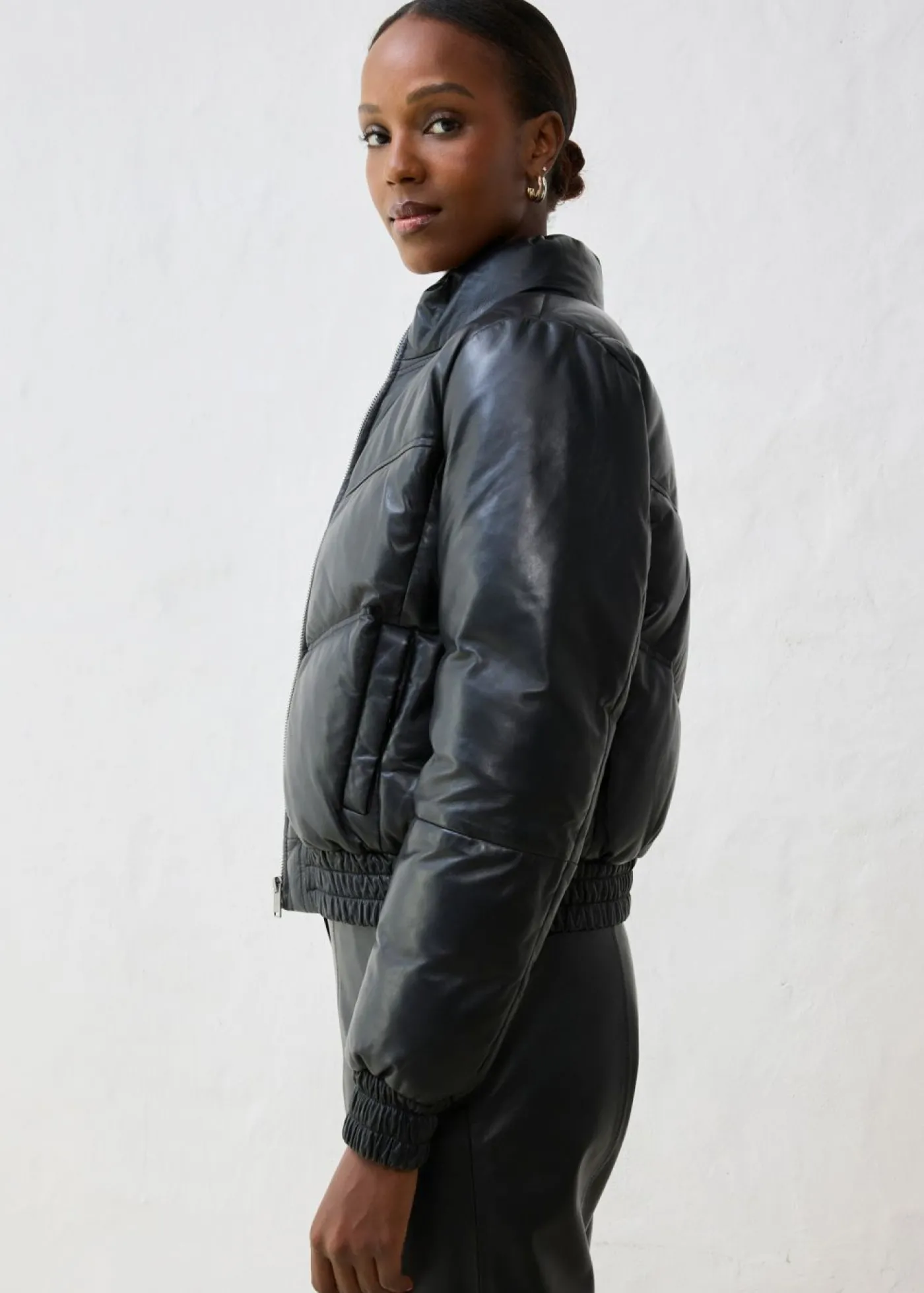 bonprix bonprix Chaqueta acolchada de napa de cordero Negro