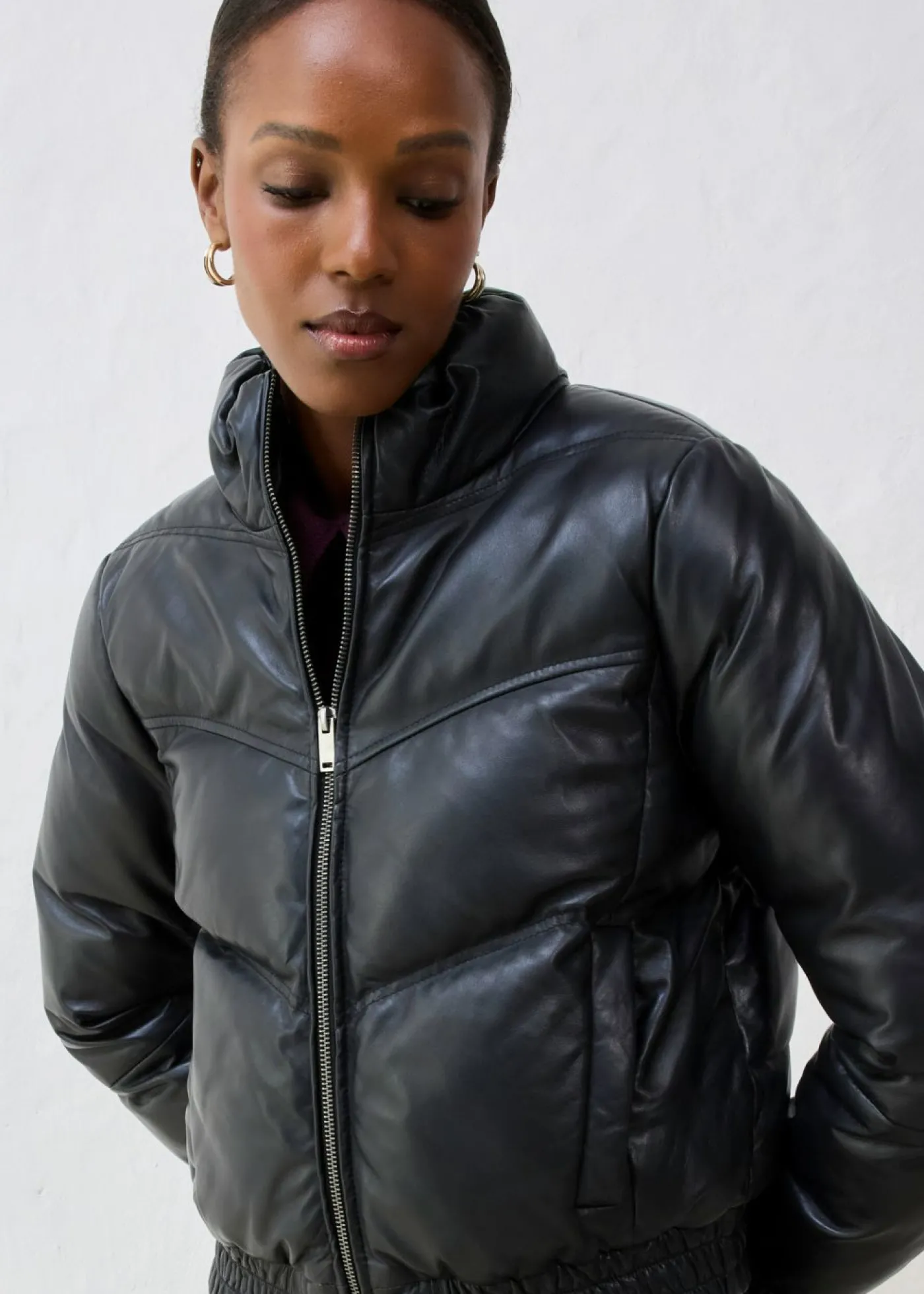 bonprix bonprix Chaqueta acolchada de napa de cordero Negro