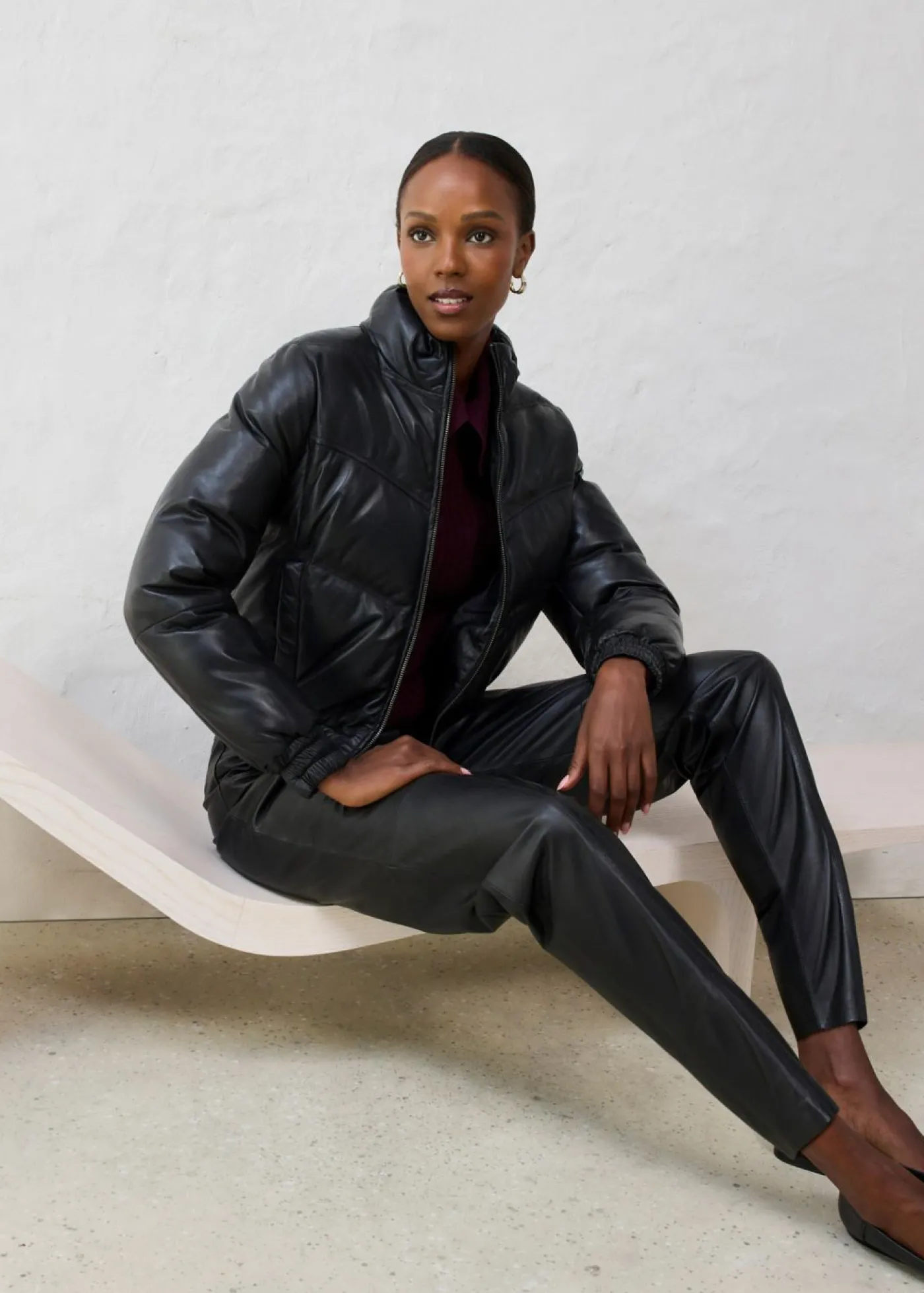 bonprix bonprix Chaqueta acolchada de napa de cordero Negro