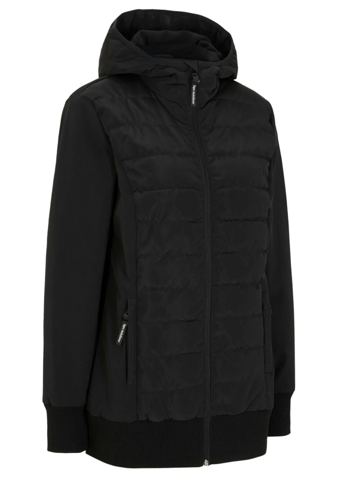 bonprix bonprix Chaqueta acolchada híbrida con mezcla de materiales, repelente al agua Negro New
