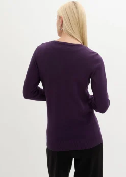 bonprix bonprix Chaqueta ajustada de punto fino Lila oscuro Discount