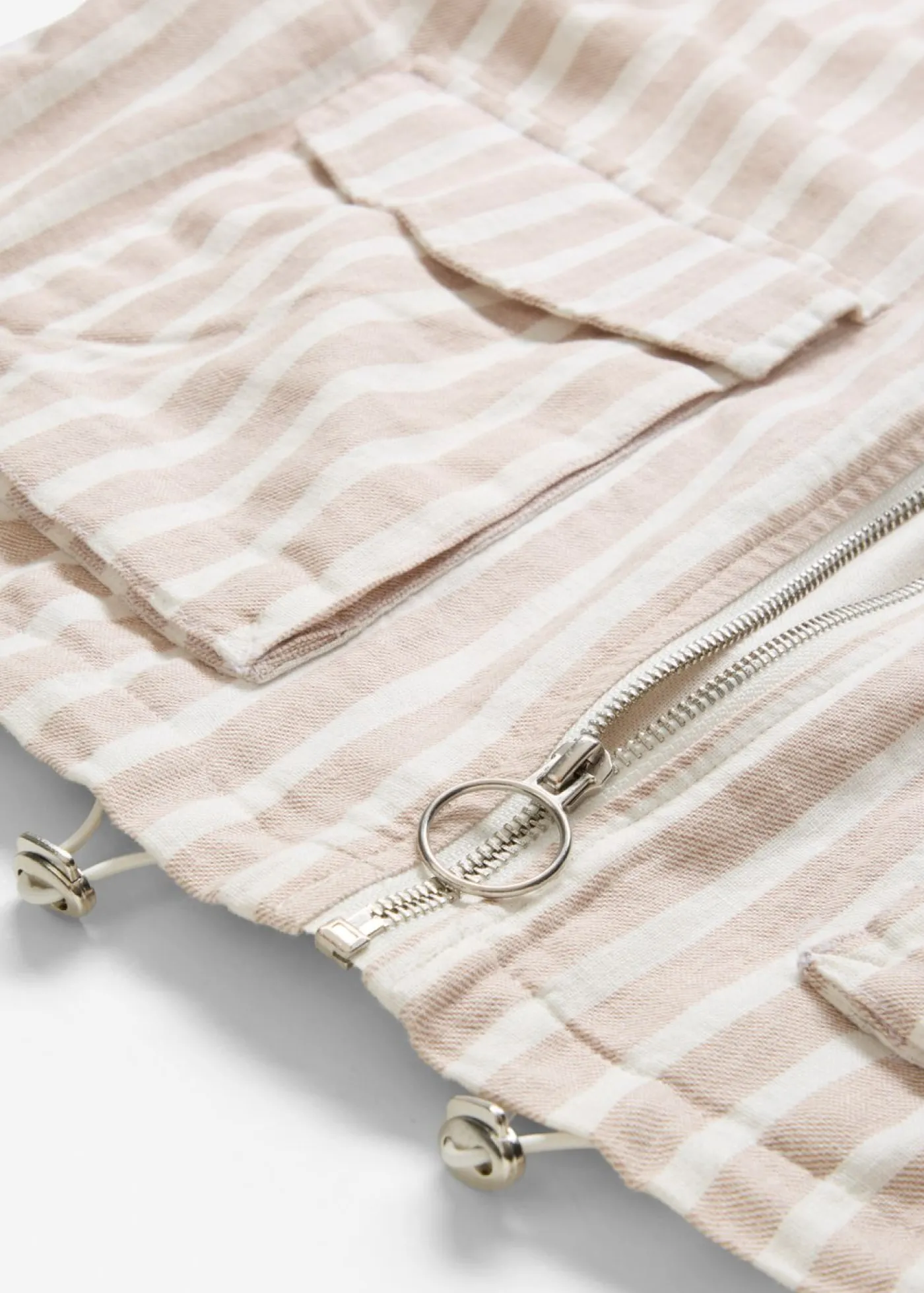 bonprix bonprix Chaqueta bomber con aspecto de lino beige almendra-blanco lana con rayas Outlet