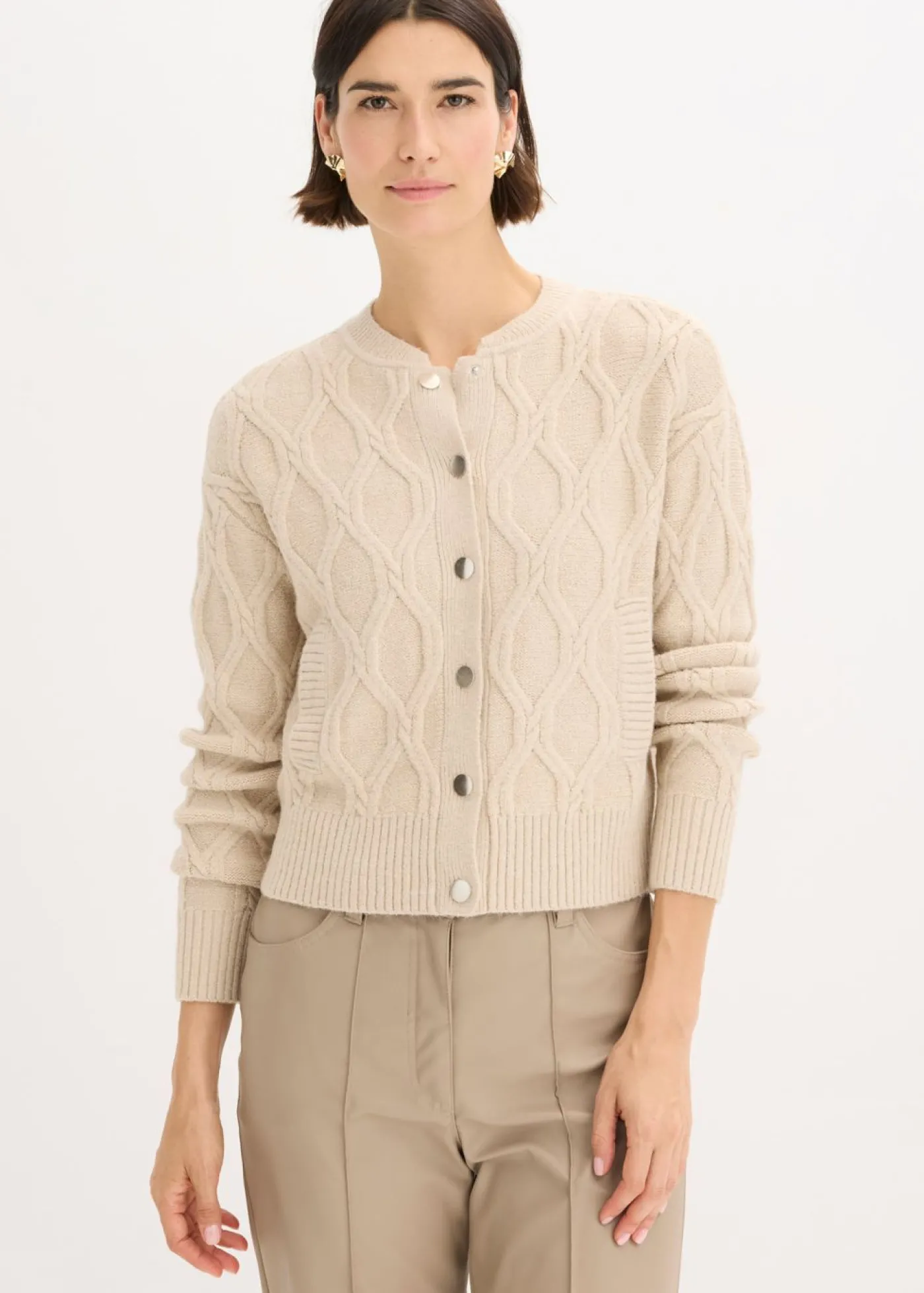 bonprix bonprix Chaqueta bomber con contenido de lana Arena jaspeado Sale