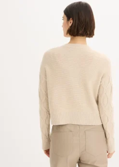 bonprix bonprix Chaqueta bomber con contenido de lana Arena jaspeado Sale